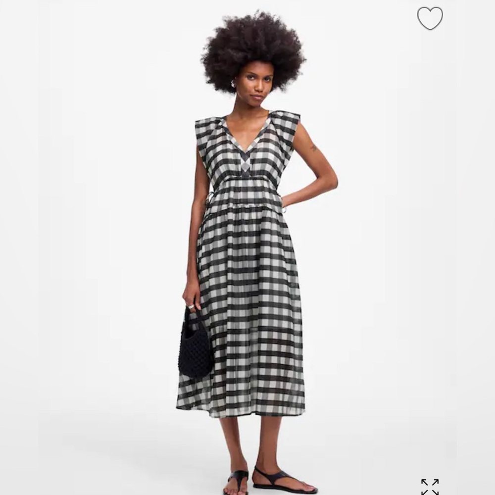 NWT, Madewell Sheer Vneck Dolman Maxi In Gingham Large